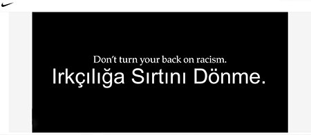 Nike ırk ilişkileri konusunda sosyal bir duruş sergiliyor: 'Irkçılığa sırtını dönme'
