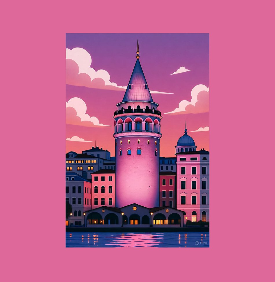 İstanbul Famous Galata Tower Bathed In Pink - Honoring of Breast Cancer Awareness Month in October