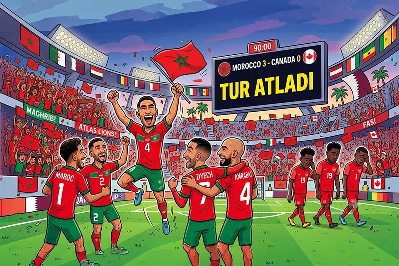 ATLAS ASLANLARI TARİHİ YENİDEN YAZIYOR! DÜNYA KUPASI'NDA FAS KASIRGASI: KANADA'YI PARAMPARÇA EDİP ÇEYREK FİNALE UÇTULAR!
